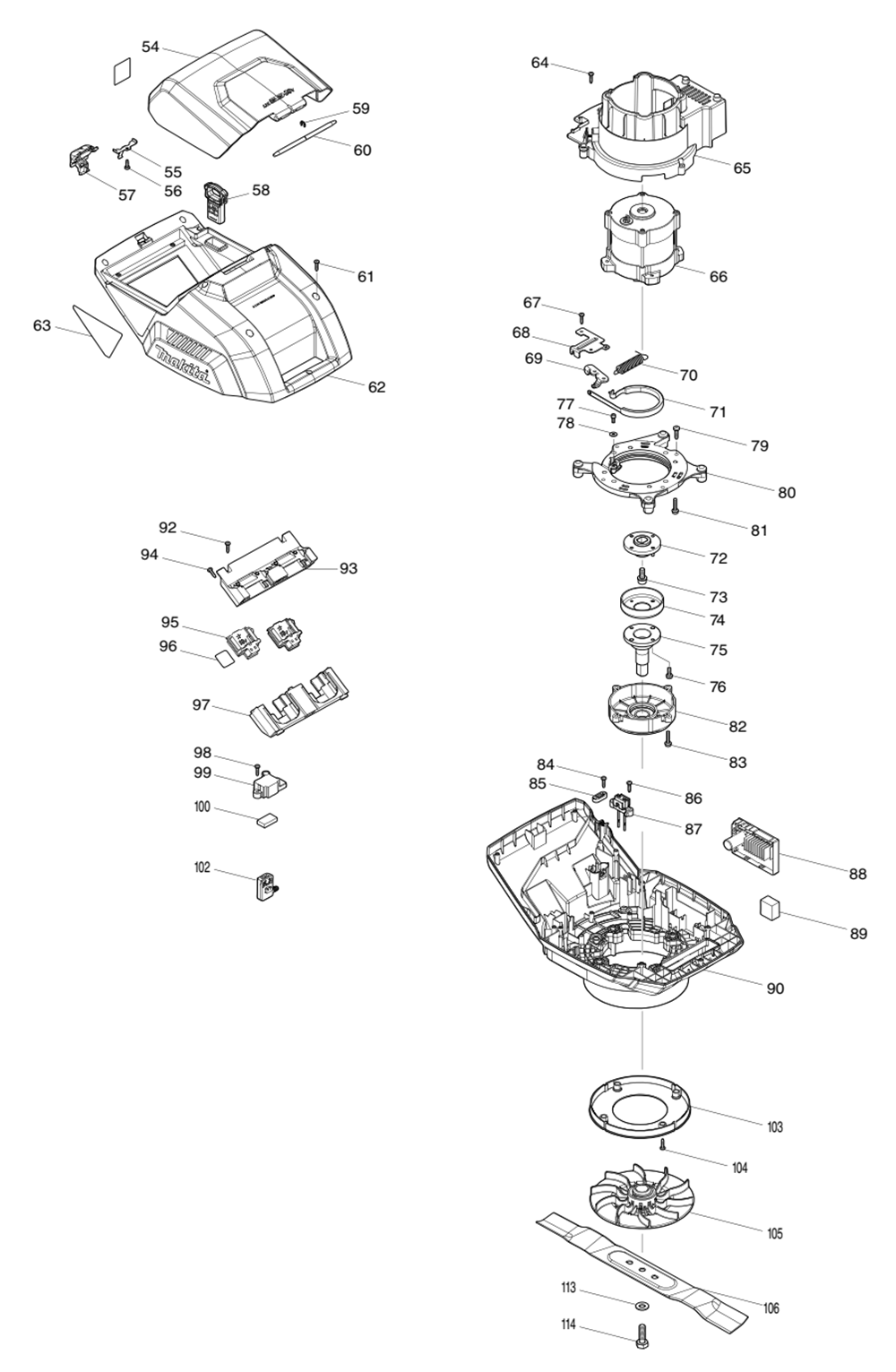 Fig-1 Diagram and Parts List for XML03CM1  Makita Lawn Mower