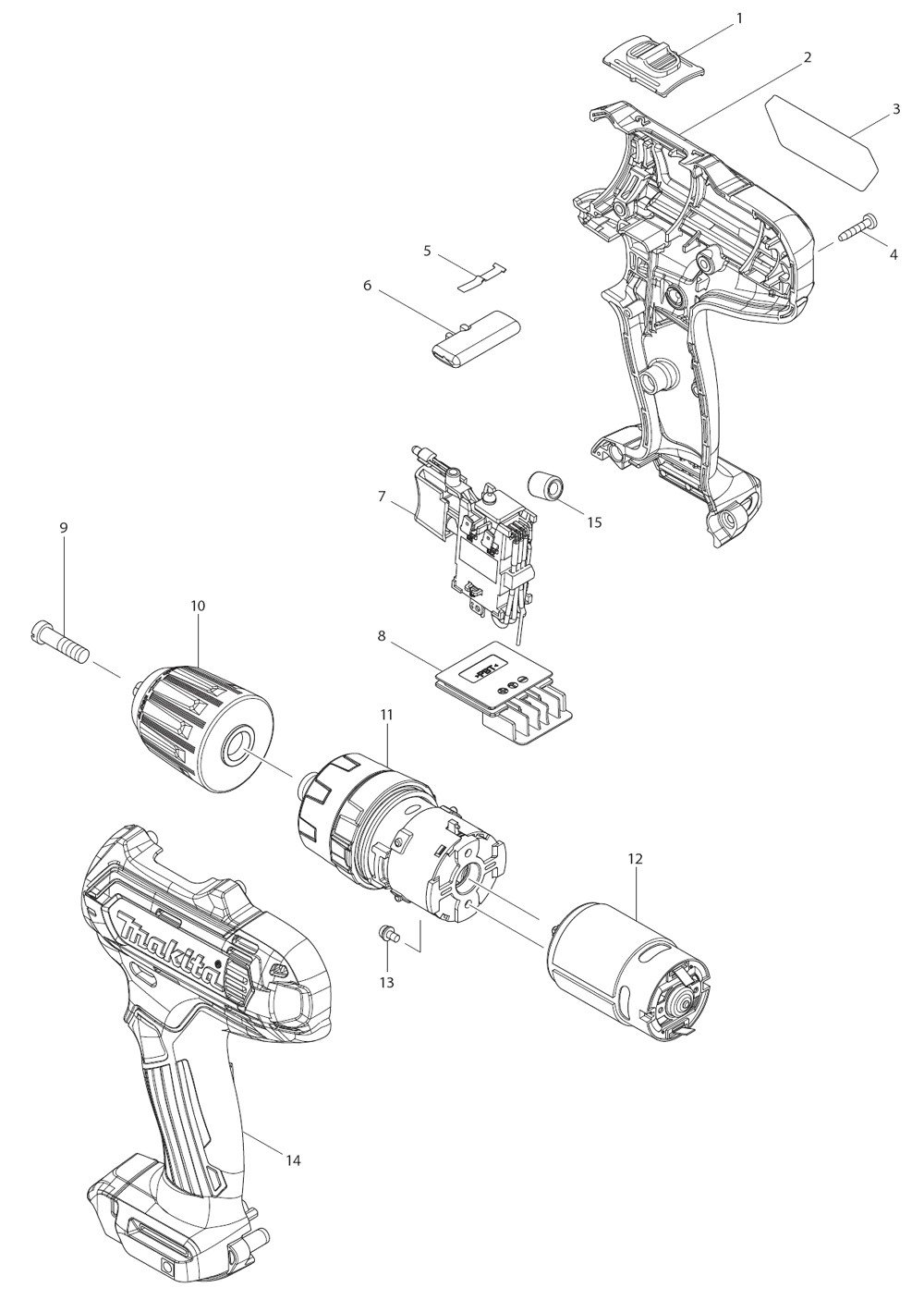 Page 1 Diagram and Parts List for PH04  Makita Drill