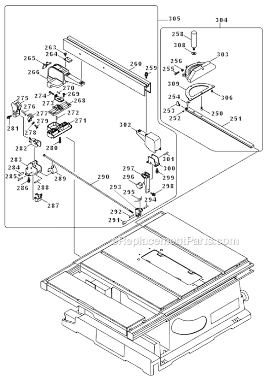 Page D Diagram and Parts List for 2705X1  Makita Table Saw
