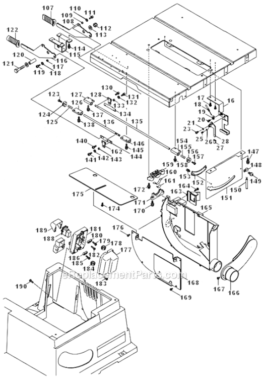 Page F Diagram and Parts List for 2705X1  Makita Table Saw