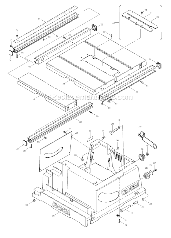 Page C Diagram and Parts List for 2705  Makita Table Saw