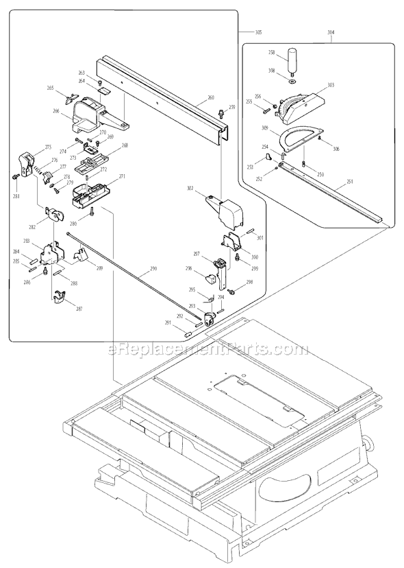 Page D Diagram and Parts List for 2705  Makita Table Saw