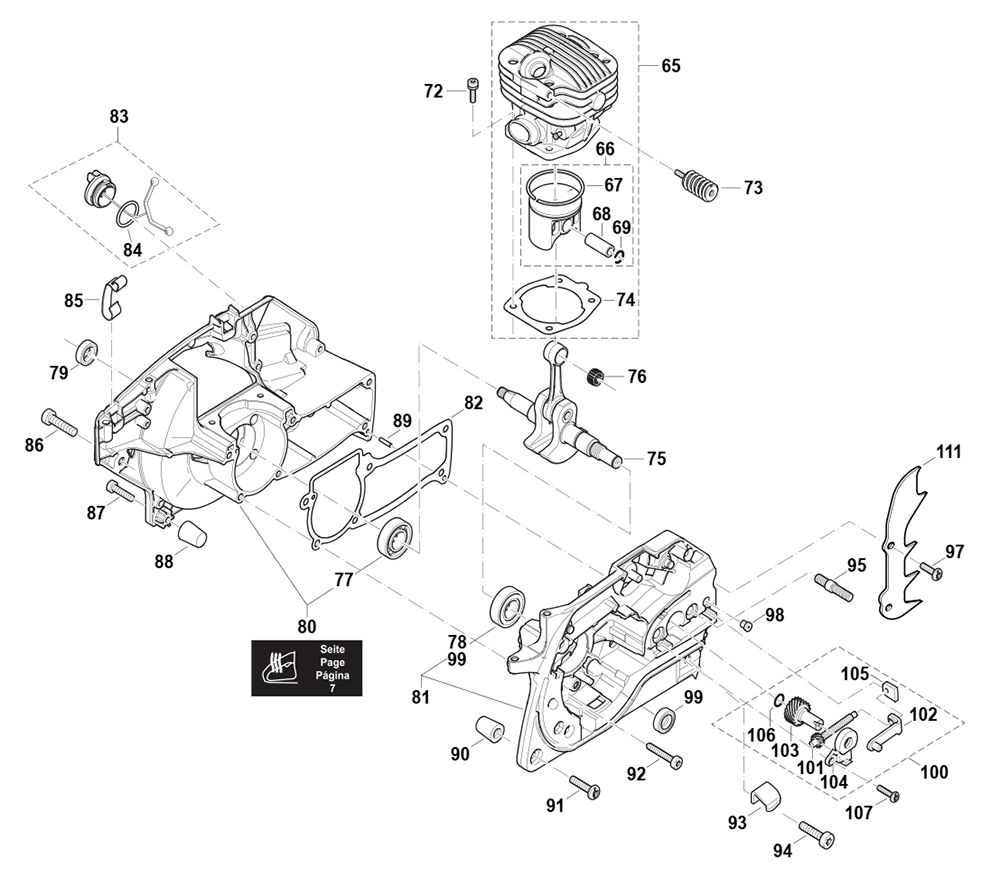 Fig-7 Diagram and Parts List for EA5000PRFL  Makita Chainsaw