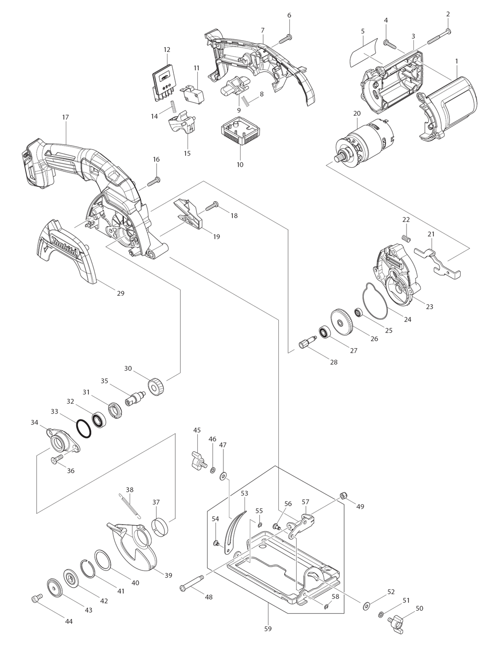 Page 1 Diagram and Parts List for SH02Z  Makita Saw