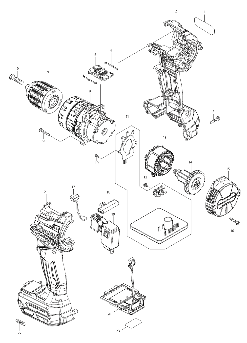 Fig-0 Diagram and Parts List for GPH02D  Makita Hammer Drill