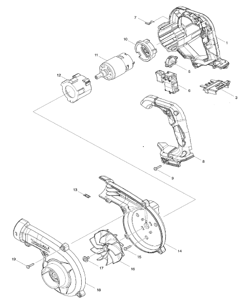 Diagram Diagram and Parts List for XBU06  Makita Leaf Blower / Vacuum