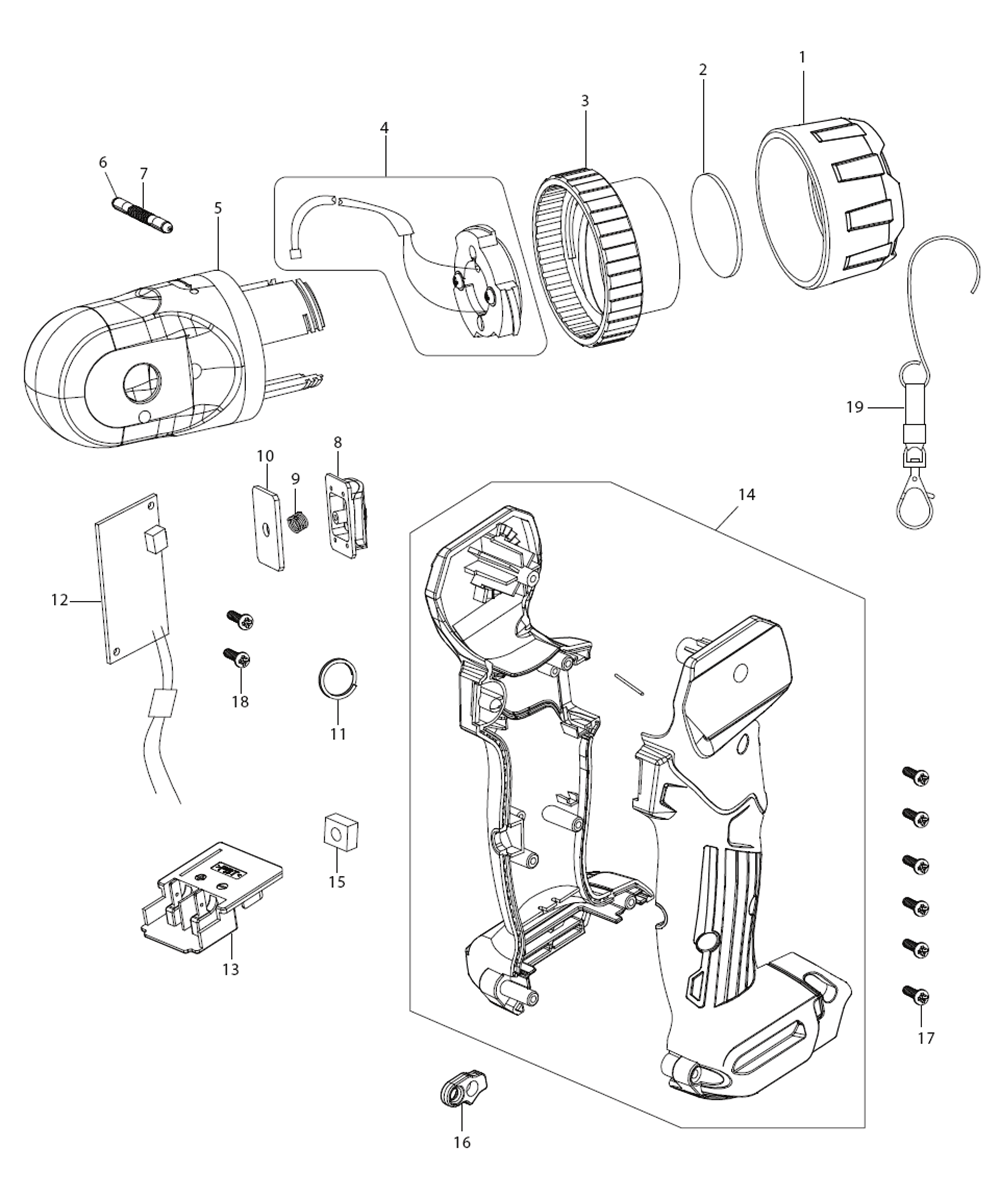 Fig-0 Diagram and Parts List for ML106  Makita Worklight & Flashlight
