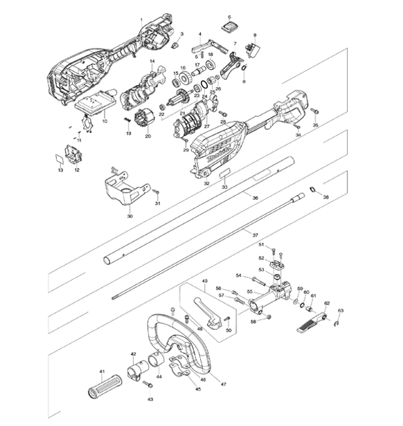 Diagram 1 Diagram and Parts List for XUX02SM1X1  Makita Trimmer