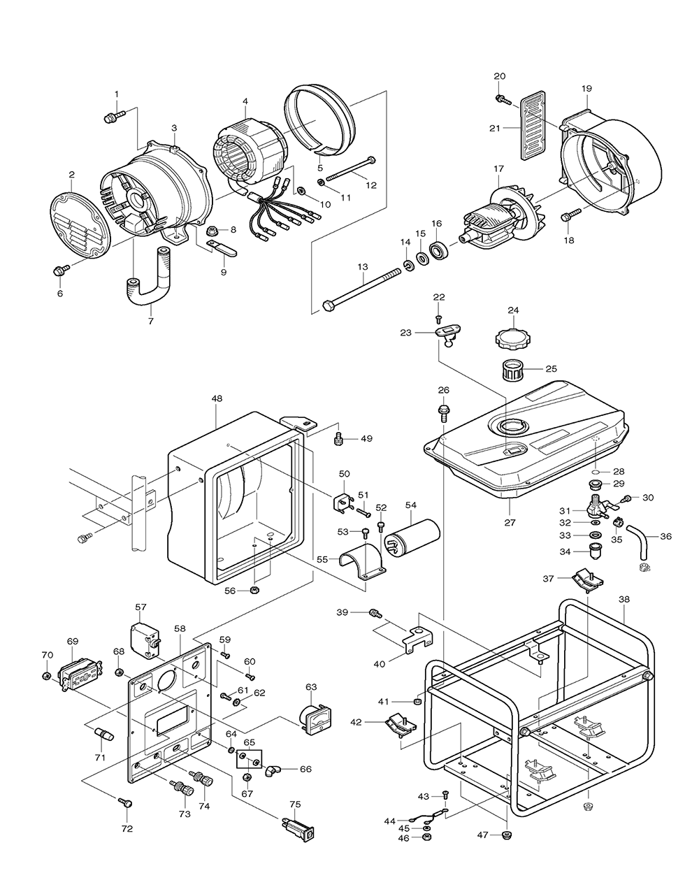 Page 4 Diagram and Parts List for G2410R  Makita Generator