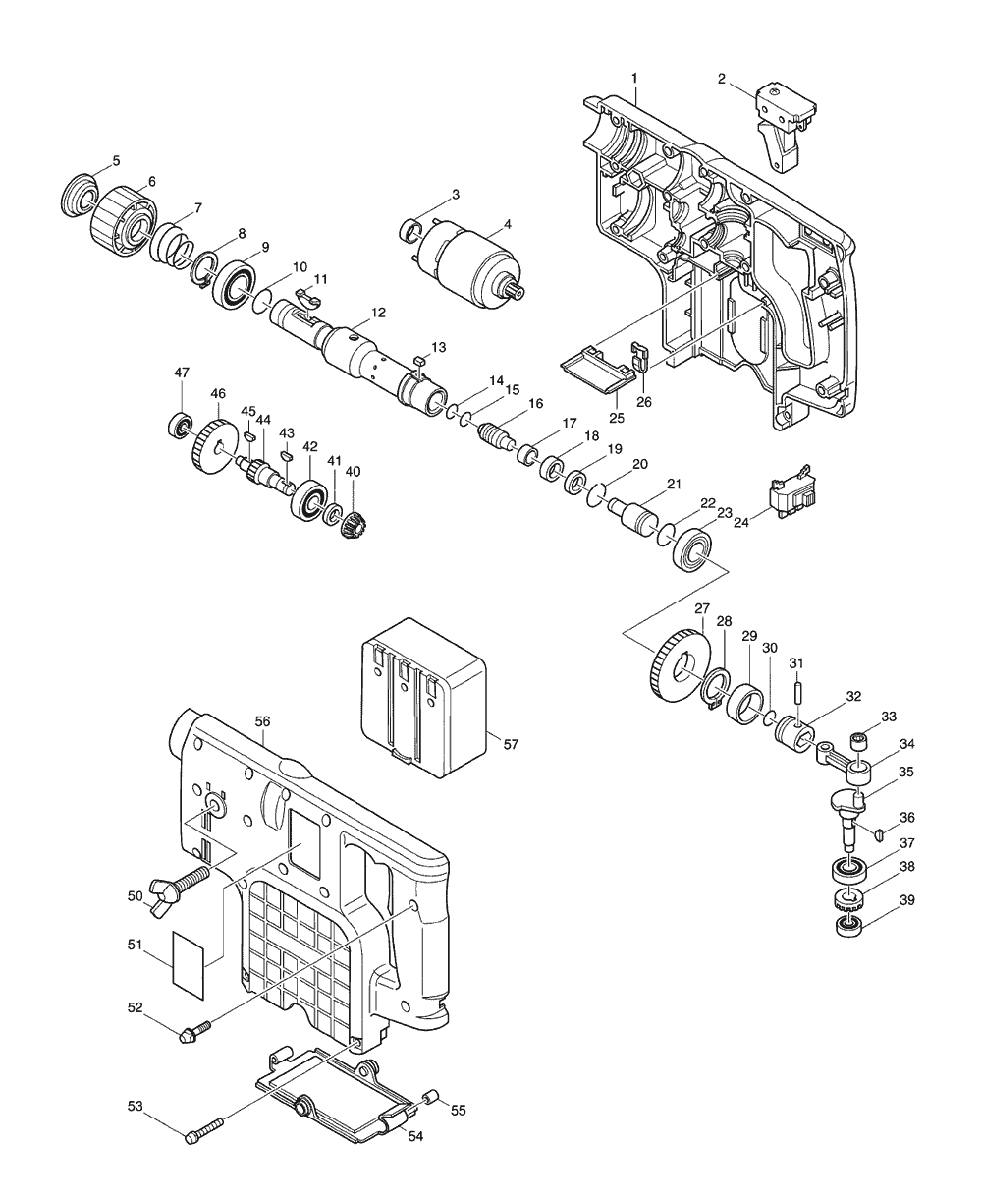 Page 1 Diagram and Parts List for 8015D  Makita Drill