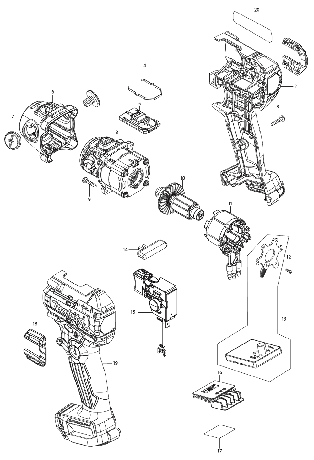 Fig-0 Diagram and Parts List for VP01R1  Makita Sander Polisher