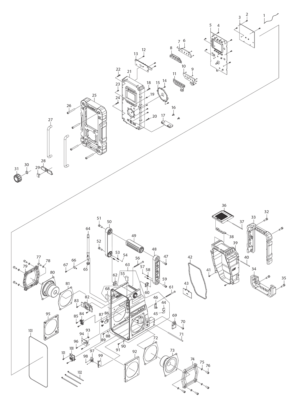 Page 1 Diagram and Parts List for XRM06B  Makita Radio