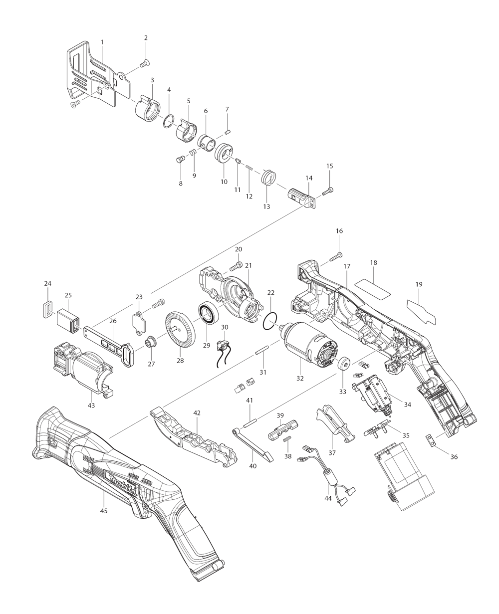 Page 1 Diagram and Parts List for RJ01ZW  Makita Saw