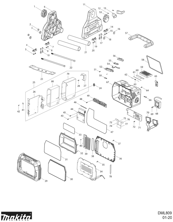 Diagram Diagram and Parts List for DML809  Makita Worklight & Flashlight