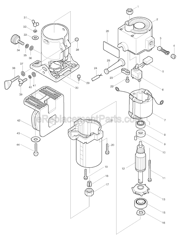 Page A Diagram and Parts List for 3702B  Makita Laminate Trimmer