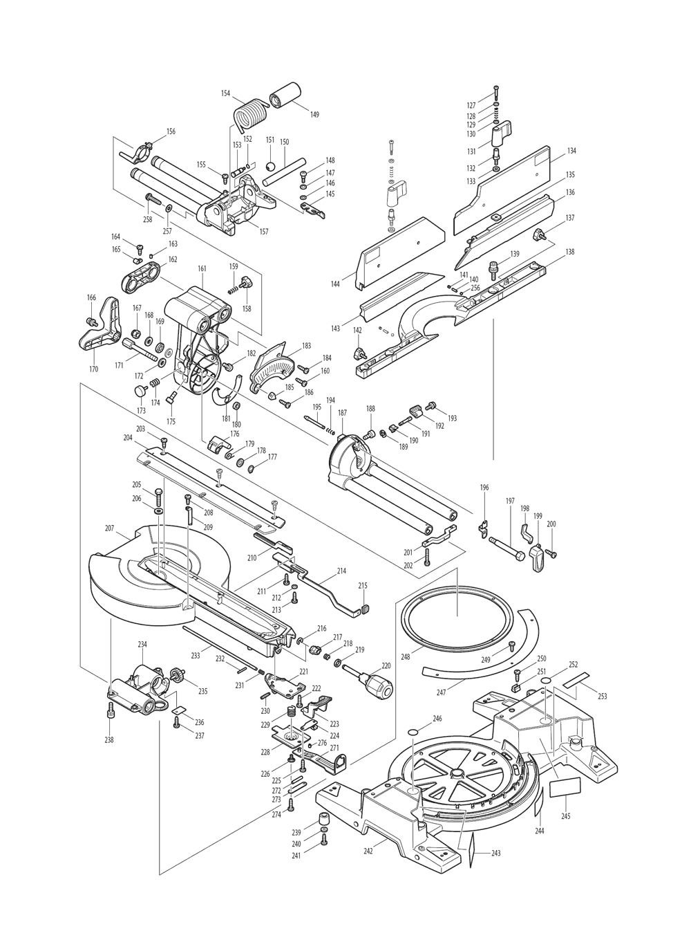 Page 1 Diagram and Parts List for LS1216 Type 2 Makita Saw