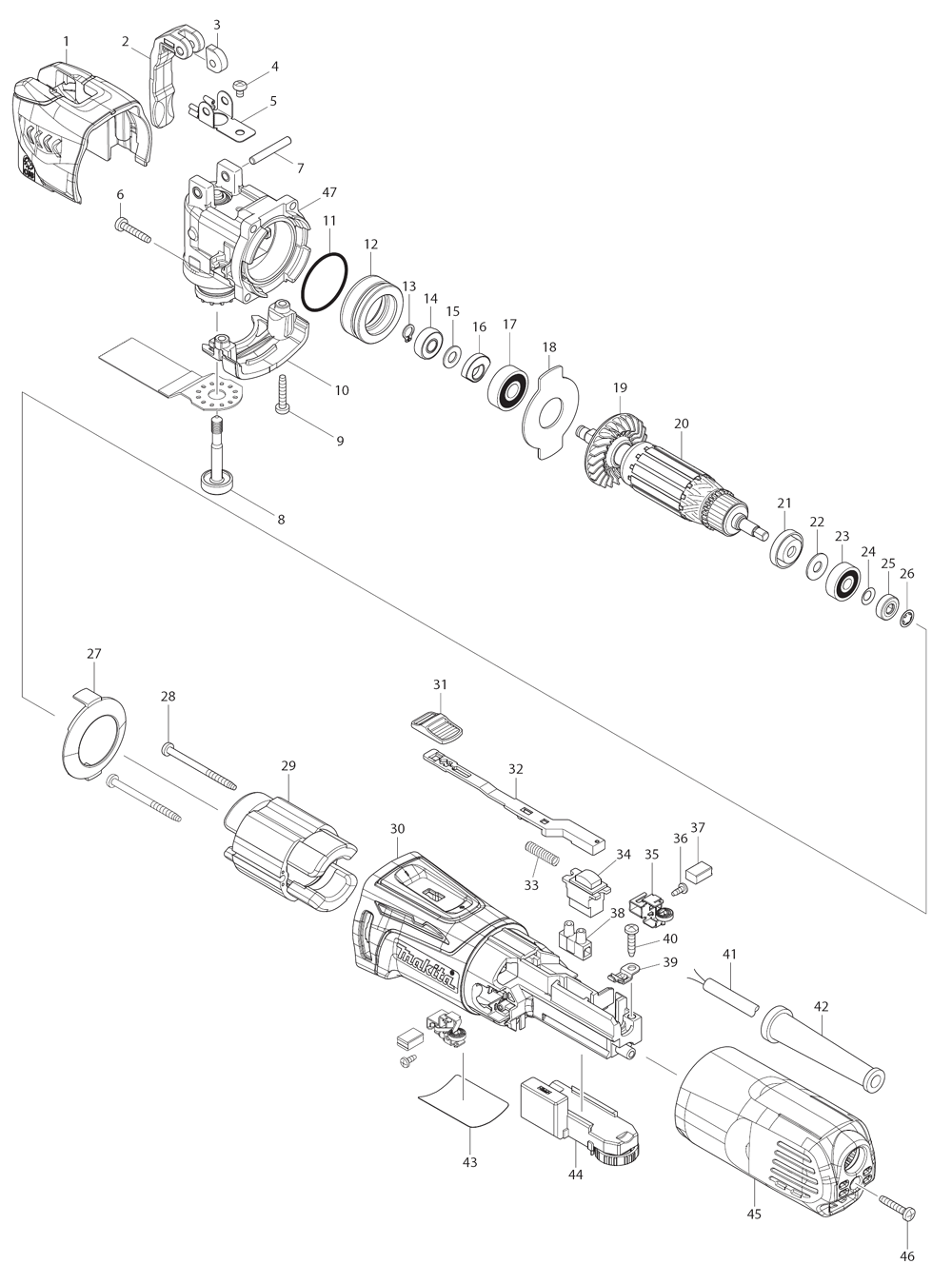 Page 1 Diagram and Parts List for TM3010C  Makita Chop Saw