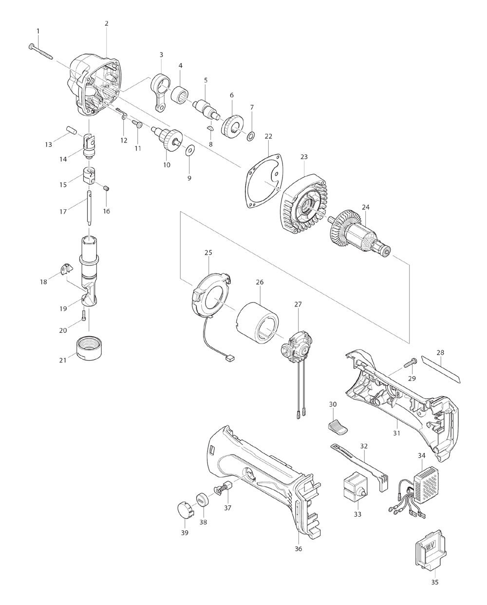 Page 1 Diagram and Parts List for XNJ01Z  Makita Nibbler & Shears