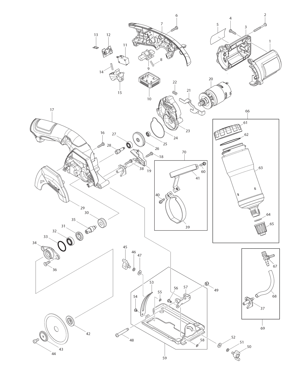 Page 1 Diagram and Parts List for CC01W  Makita Saw