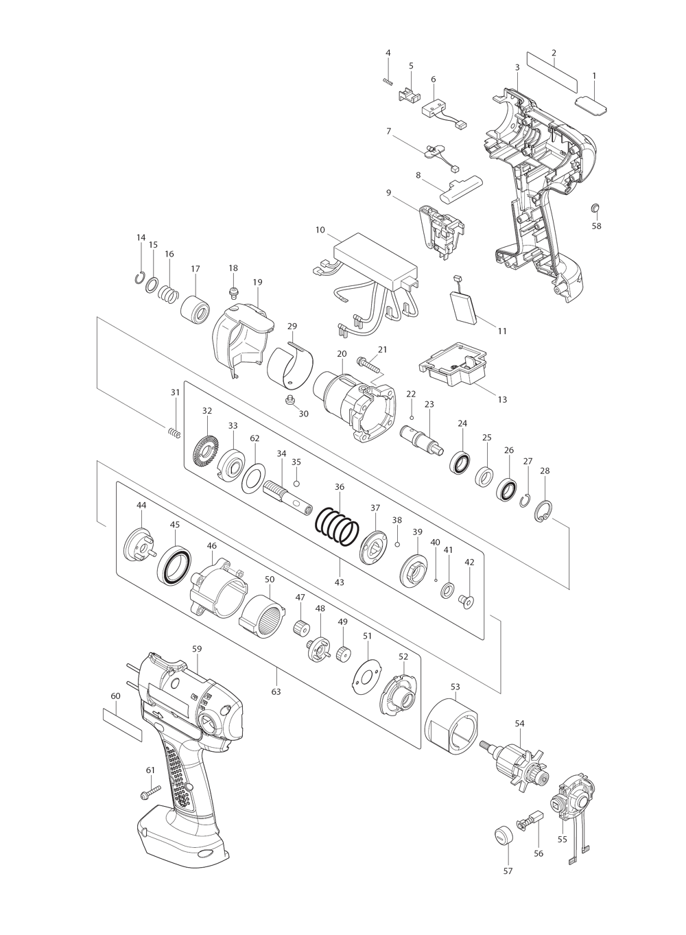 Page 1 Diagram and Parts List for BFT084FZ  Makita Screwdriver