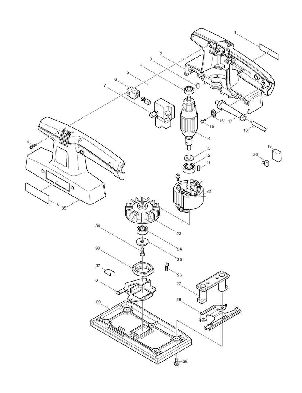 Page 1 Diagram and Parts List for 9035N  Makita Sander