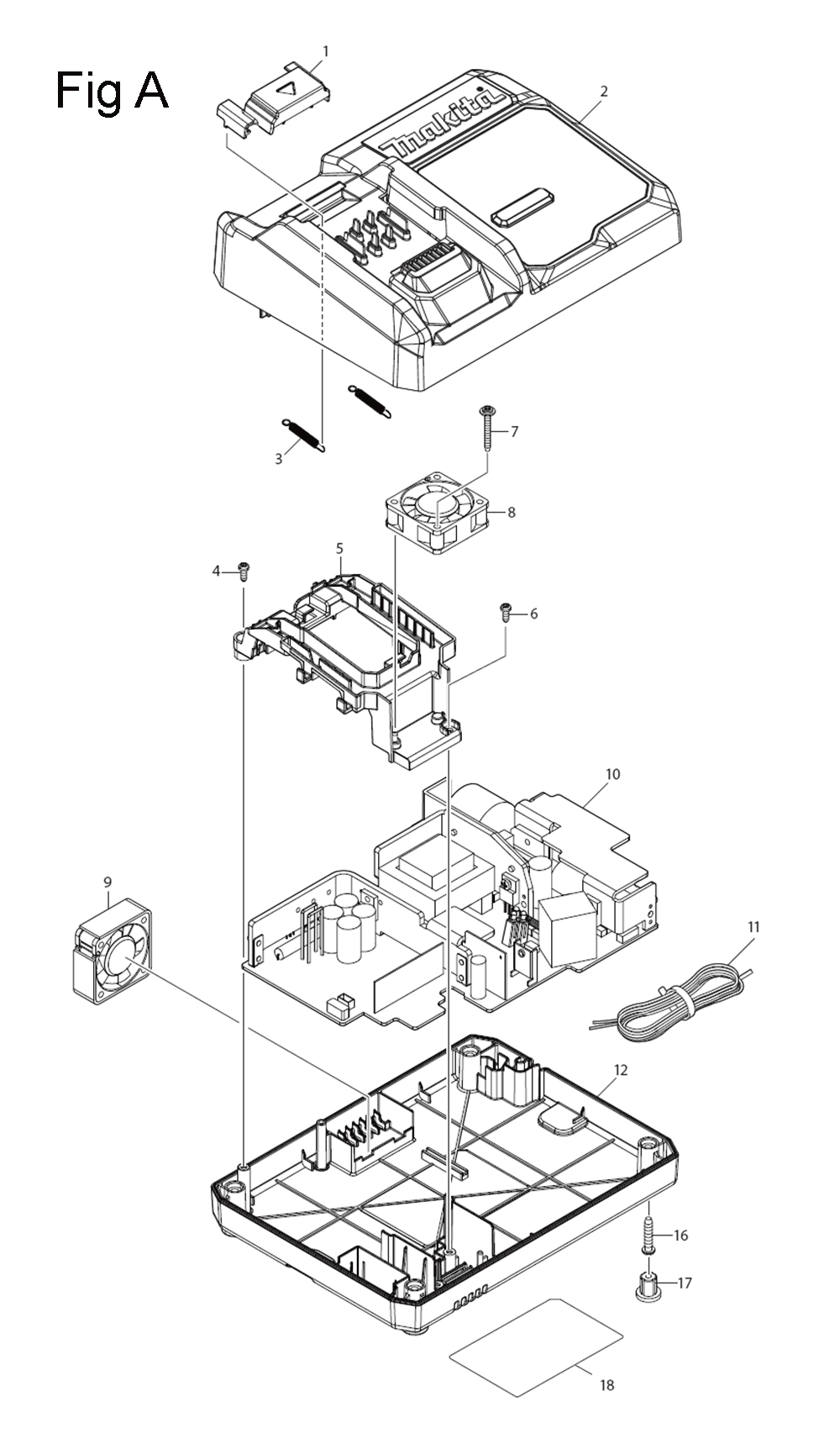 Fig-1 Diagram and Parts List for GAG10M1  Makita Angle Grinder