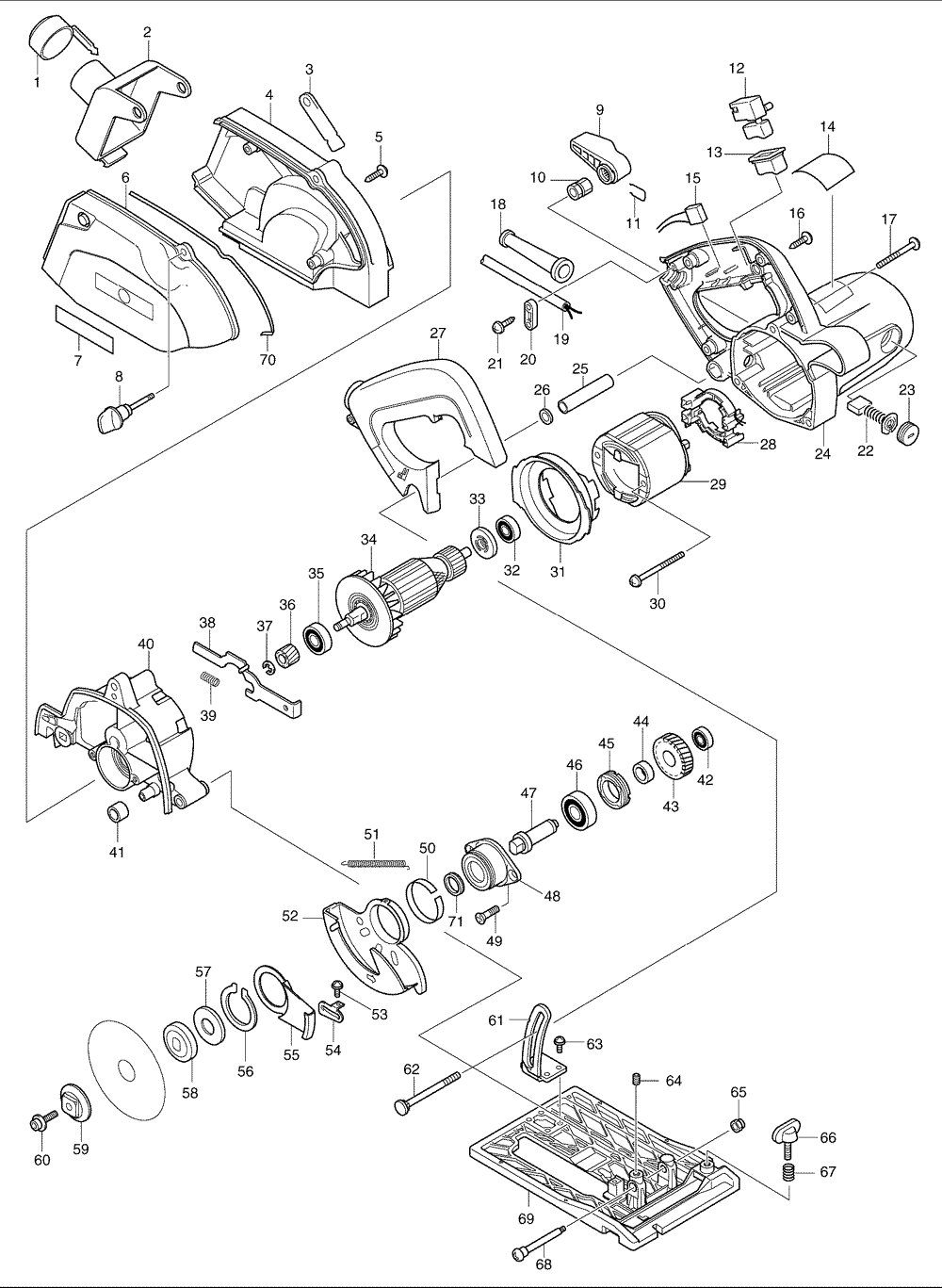Page 1 Diagram and Parts List for 5044KB  Makita Saw