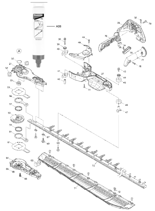 Diagram 2 Diagram and Parts List for GHU05  Makita Hedge Trimmer