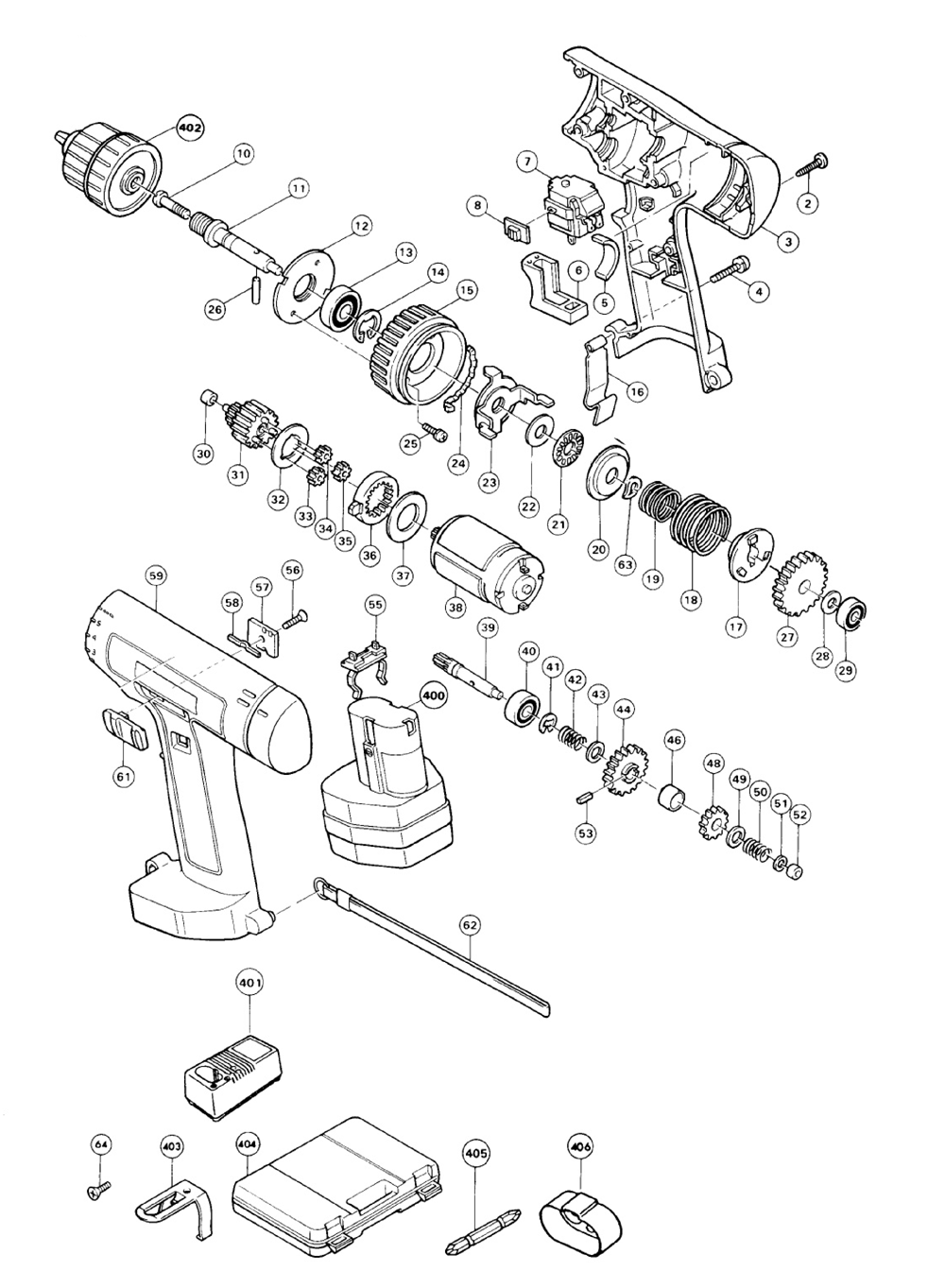 Page 1 Diagram and Parts List for 6211DW  Makita Drill