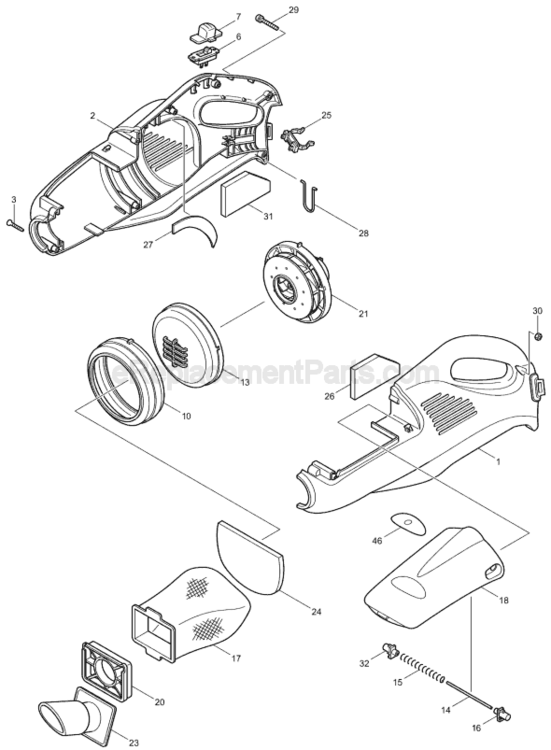 Page A Diagram and Parts List for 4013DZ  Makita Upright Vacuum