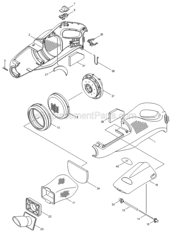 Page A Diagram and Parts List for 4033DZ  Makita Upright Vacuum
