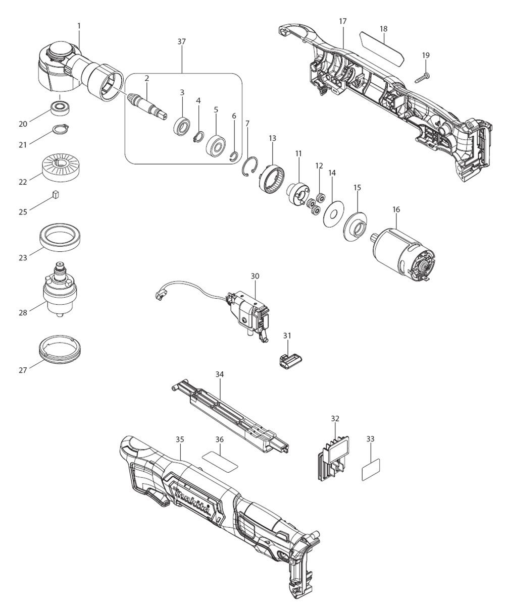 Fig-0 Diagram and Parts List for AD03Z  Makita Cordless Drill