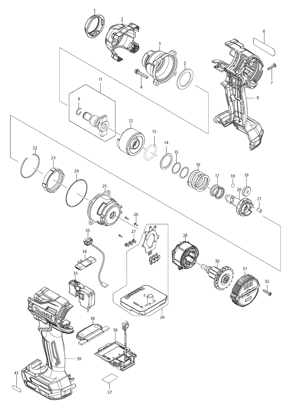 Fig-0 Diagram and Parts List for GWT04Z  Makita Wrench