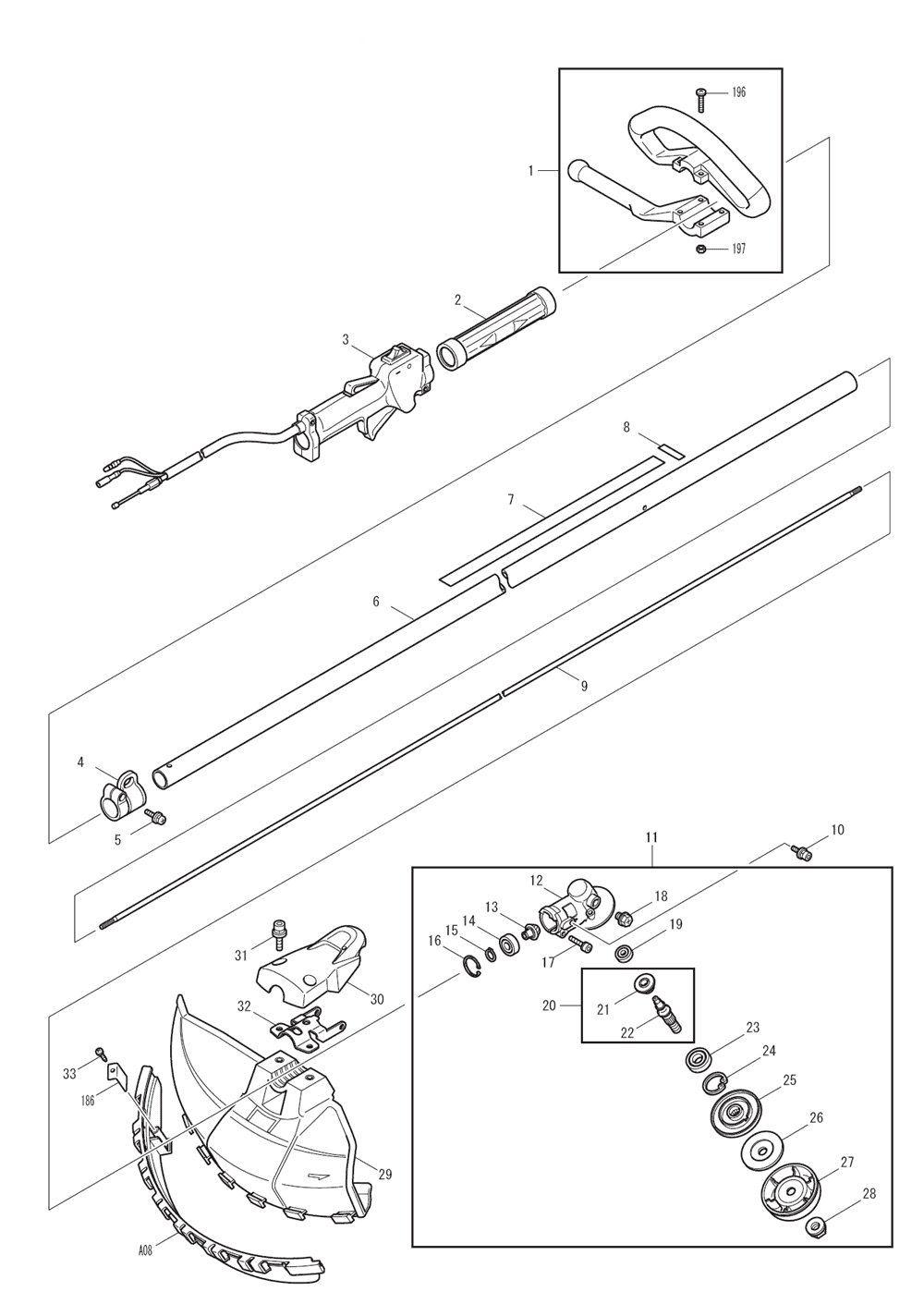 Page 5 Diagram and Parts List for EBH253L Type 1 Makita Trimmer