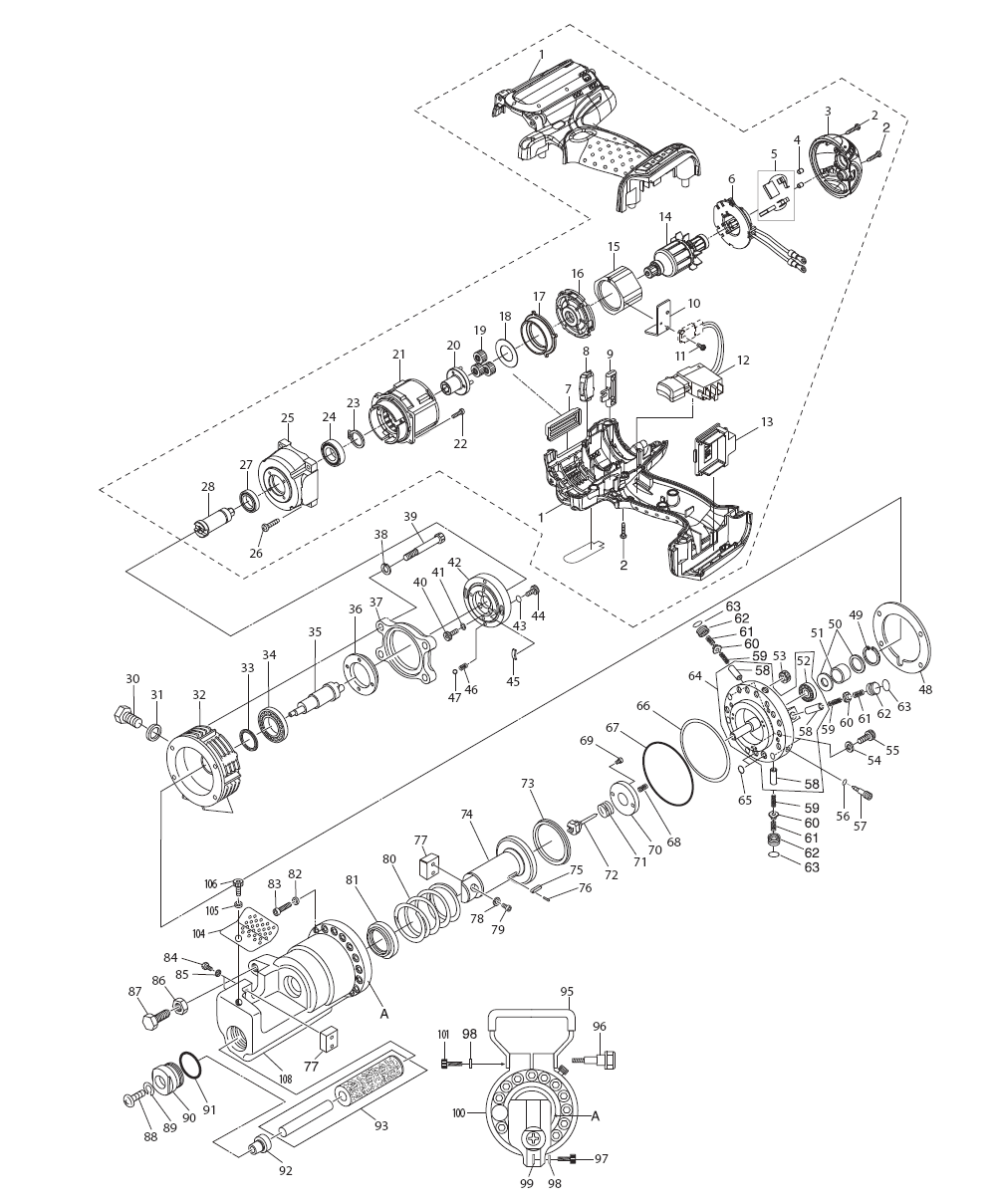 Page 1 Diagram and Parts List for XCS01T1  Makita Rebar Tools