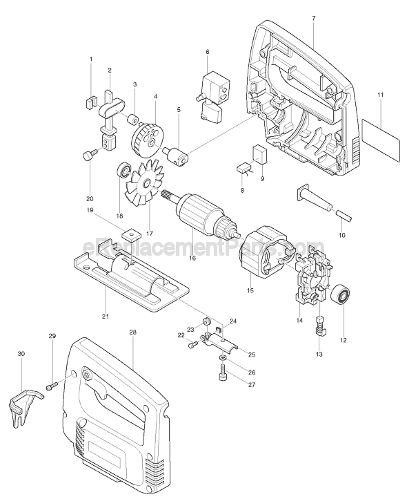 Page A Diagram and Parts List for 4320  Makita Jig Saw