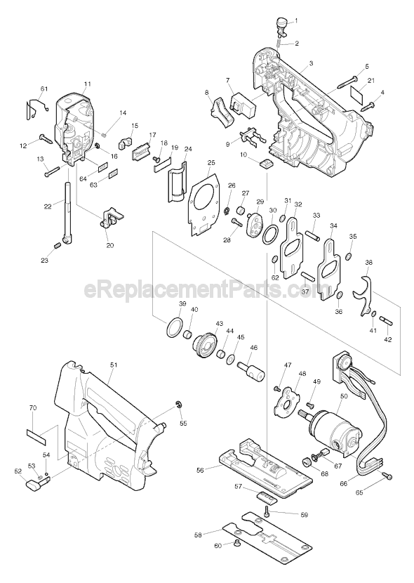 Page A Diagram and Parts List for 4333D  Makita Jig Saw