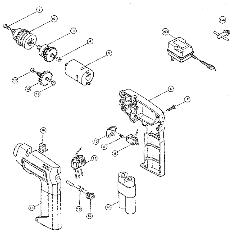 Unit Parts Diagram and Parts List for 6040WD  Makita Drill