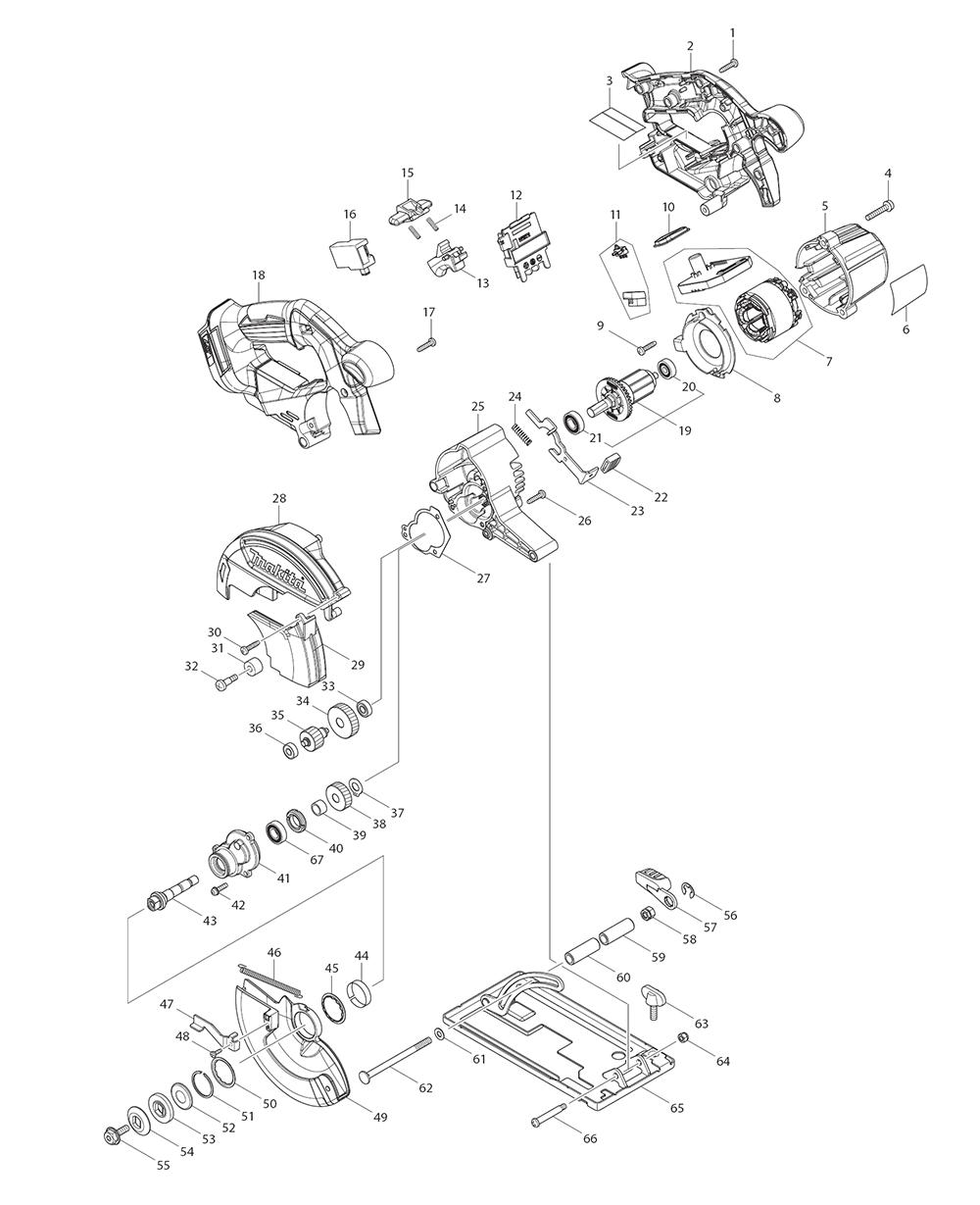 Page 1 Diagram and Parts List for XSC02T  Makita Saw