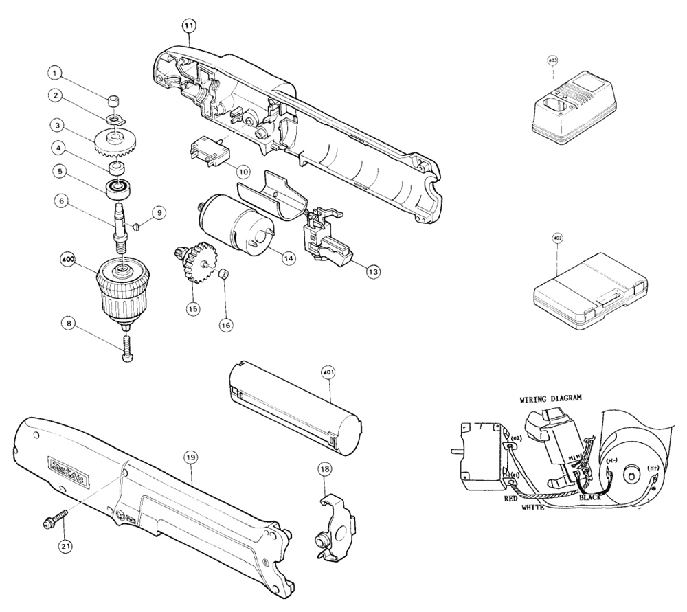 Page 1 Diagram and Parts List for DA391DW  Makita Drill