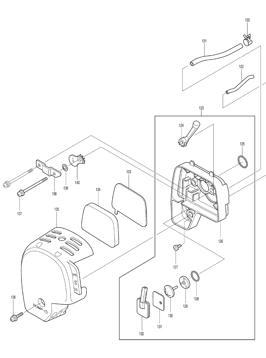 Page 6 Diagram and Parts List for PB2504  Makita Leaf Blower / Vacuum