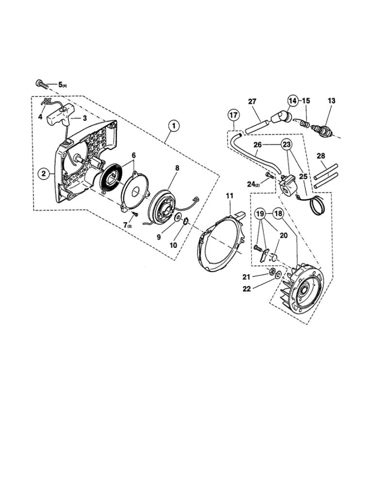 Ignition Electronics, Starter Diagram and Parts List for DCS540-18  Makita Chainsaw