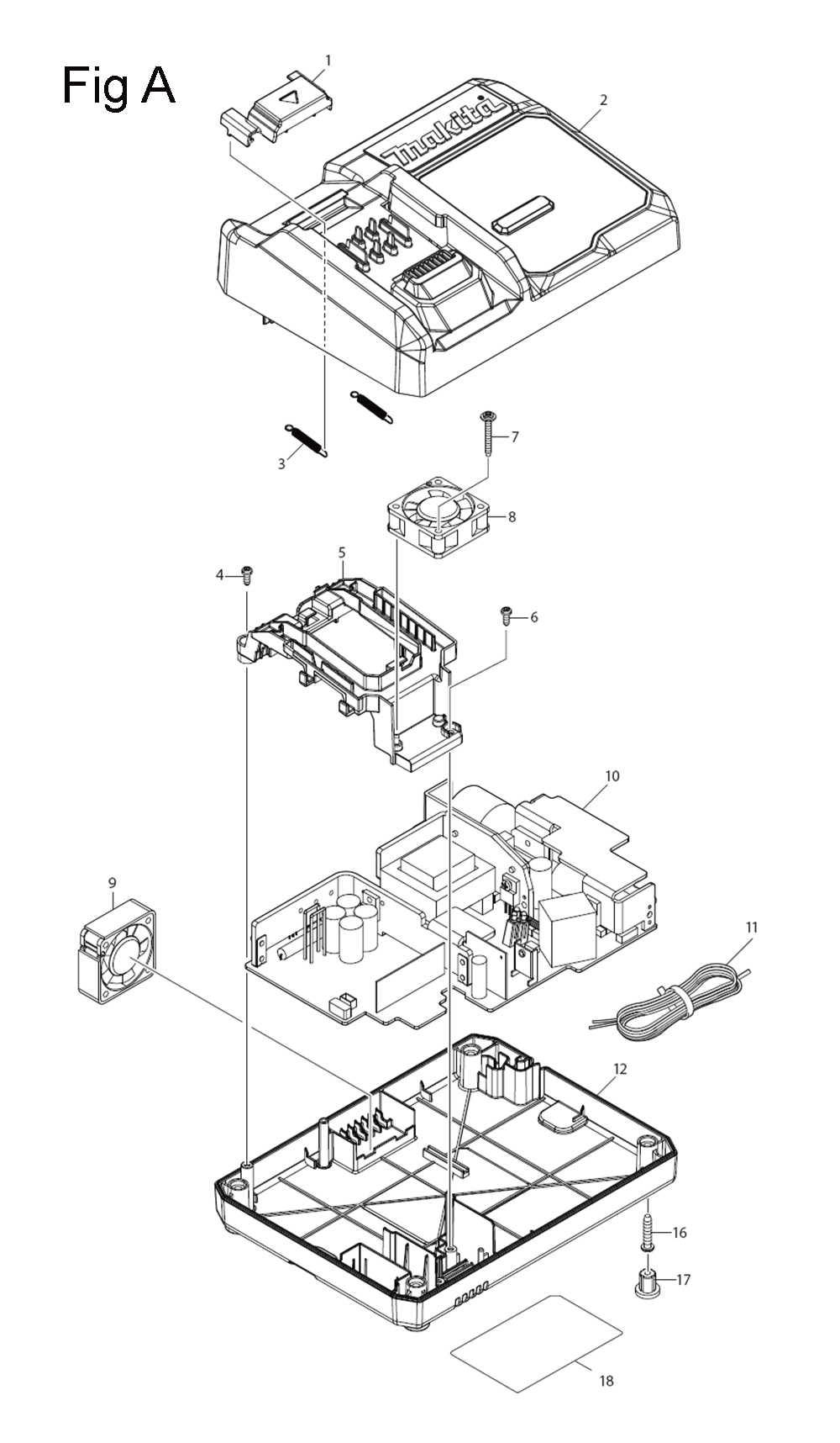 Fig-1 Diagram and Parts List for GAG01M1  Makita Angle Grinder