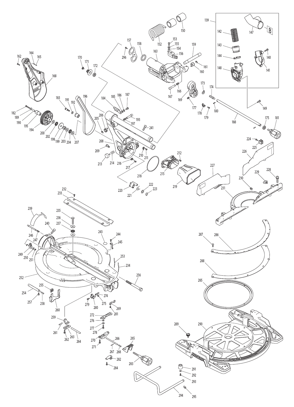 Page 1 Diagram and Parts List for XSL04ZU  Makita Saw