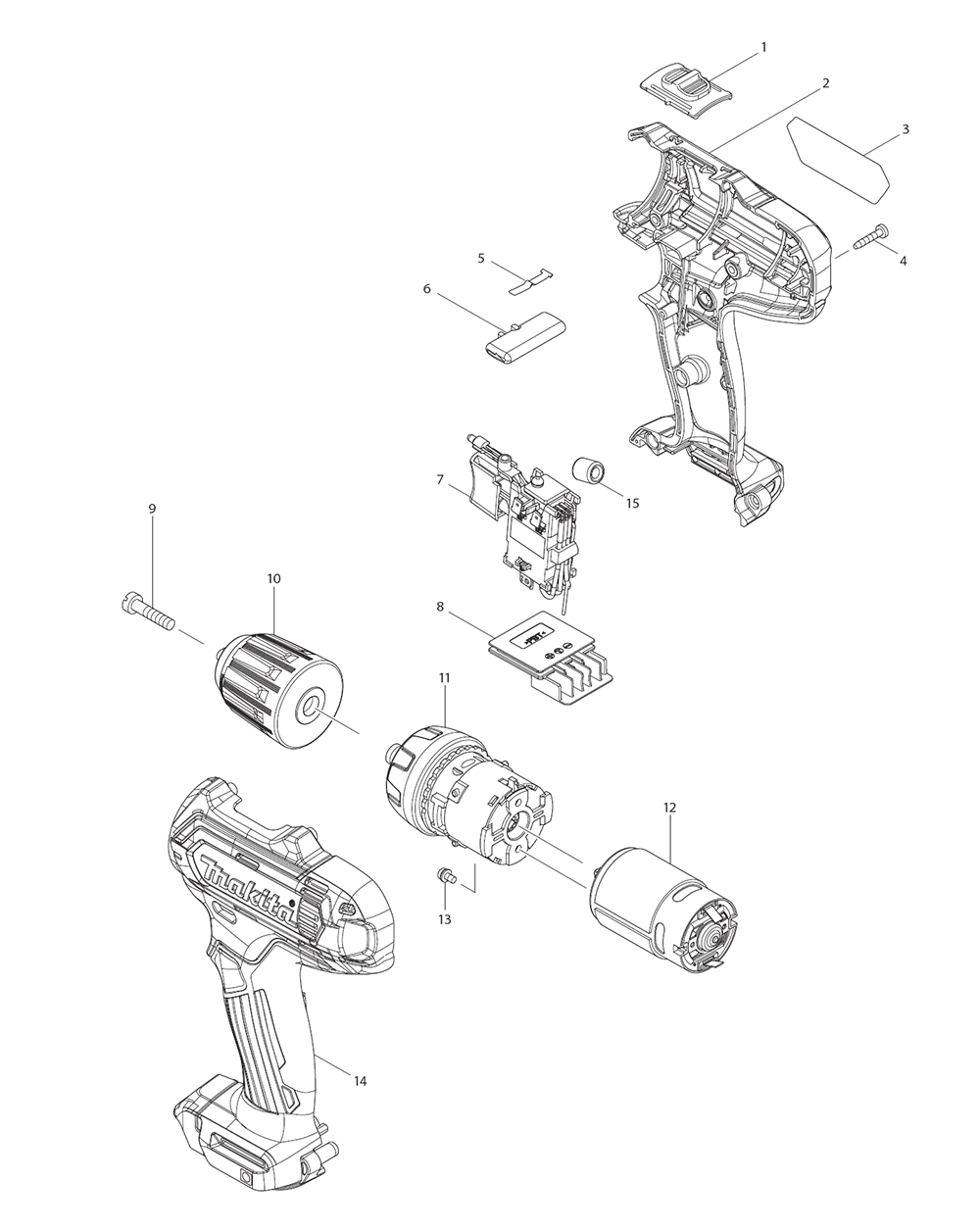 Page 1 Diagram and Parts List for FD05Z  Makita Drill