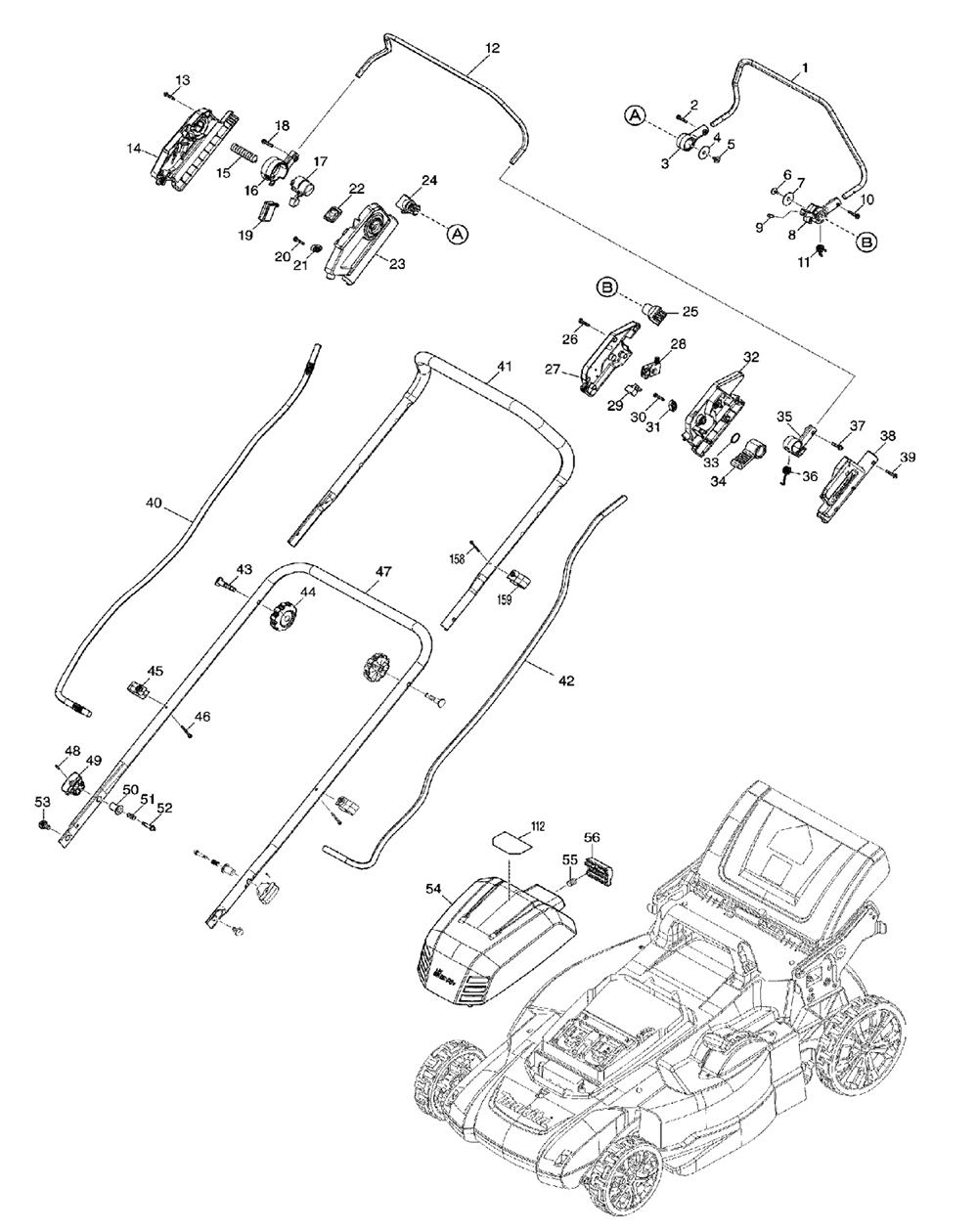 Fig-0 Diagram and Parts List for XML11Z  Makita Lawn Mower