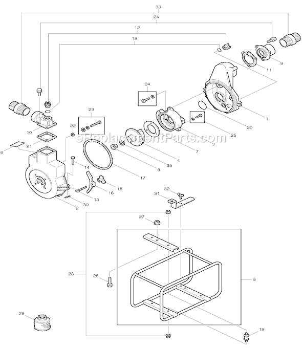 Page A Diagram and Parts List for EW300TR  Makita Water Pump