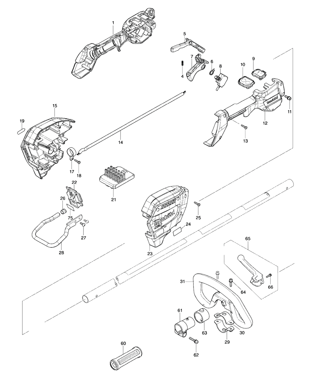 Fig-0 Diagram and Parts List for GRU01Z  Makita Trimmer