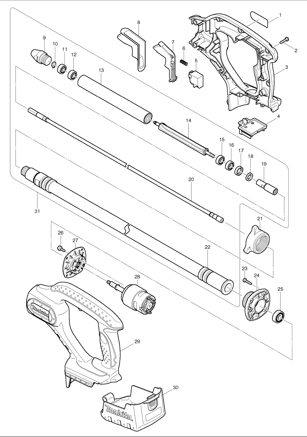 Page 1 Diagram and Parts List for BVR450 Type 1 Makita Lawn Tractor