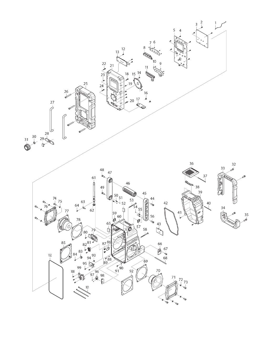 Page 1 Diagram and Parts List for XRM04B  Makita Radio